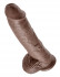 Большой коричневый фаллоимитатор с мошонкой 10" Cock with Balls на присоске - 25,4 см.