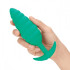 Зеленый ребристый анальный виброплаг Twist - 13,5 см.