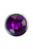 Серебристая анальная пробка с фиолетовым кристаллом - 9,5 см.