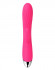 Ярко-розовый вибратор Angel с ребристым стволом, клиторальным отростком и нагревом - 19 см.