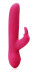 Розовый силиконовый вибратор с клиторальным отростком и 7 режимами вибрации - 21 см.