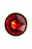 Золотистая гладкая коническая анальная пробка с красным кристаллом - 7 см.
